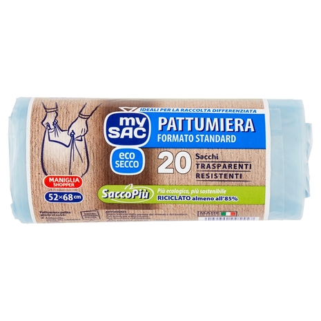 my Sac eco Secco Pattumiera Formato Standard 52x68cm Sacchi 20 pz